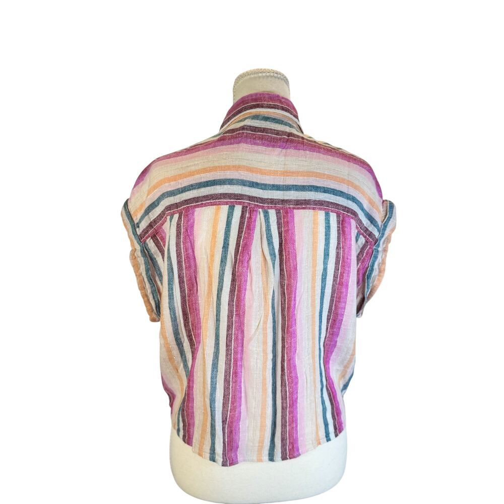 Rails Amelie Avila Stripe Linen Blend Button Down Shirt Women’s Medium Resort - Picture 3 of 16